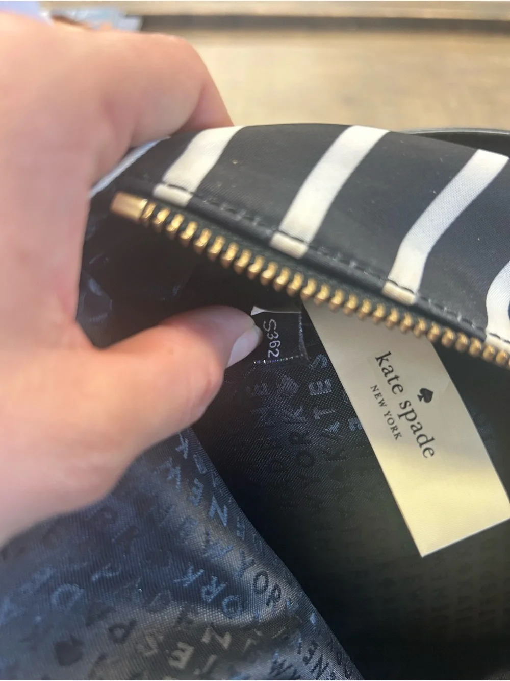 Kate Spade Black & White Striped Mini Backpack